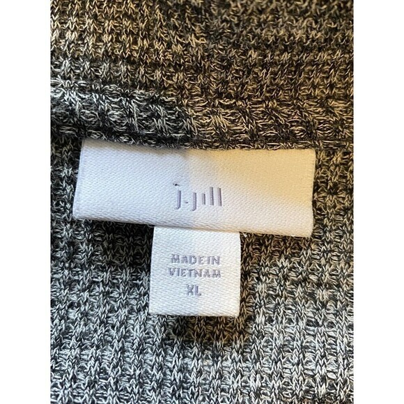 J Jill Top Womens XL Waffle Thermal Knit Cowl Neck Ruched Tie Sides Gray Black - Picture 5 of 7